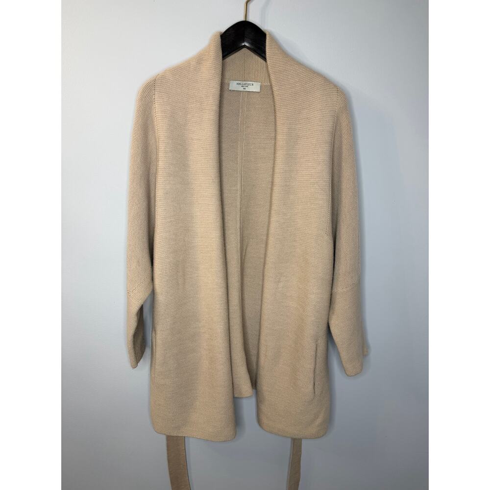 M.M.Lafleur The Morandi Sweater Merino Wool Cardigan Belted Almond M/L - Picture 7 of 13
